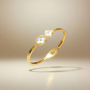 Fabolla Floral Anti-Tan Bracelet – Gold Finish Open Cuff Design