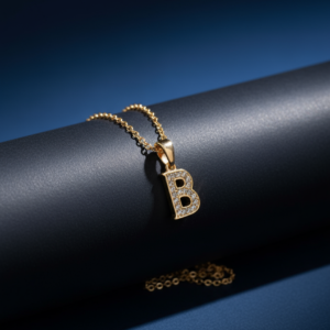 Fabolla Alphabet “B” Pendant Chain – Stylish Gold Initial Necklace