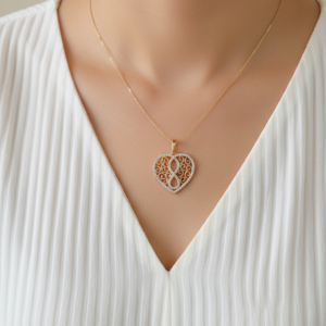Fabolla Double Heart Pendant Necklace – Stylish Gold Design